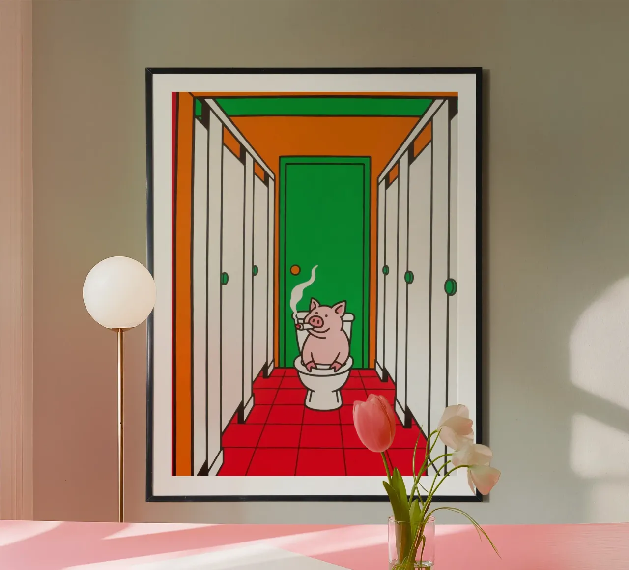maiale che fuma nella toilette poster da knowledge
