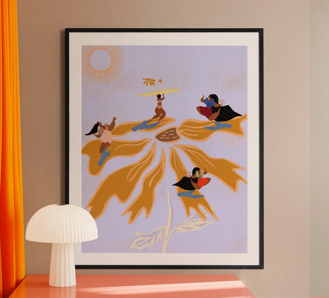 Wir tanzen alle nach unserem eigenen Rhythmus Poster mit Holzrahmen von Inha Arceo Arts