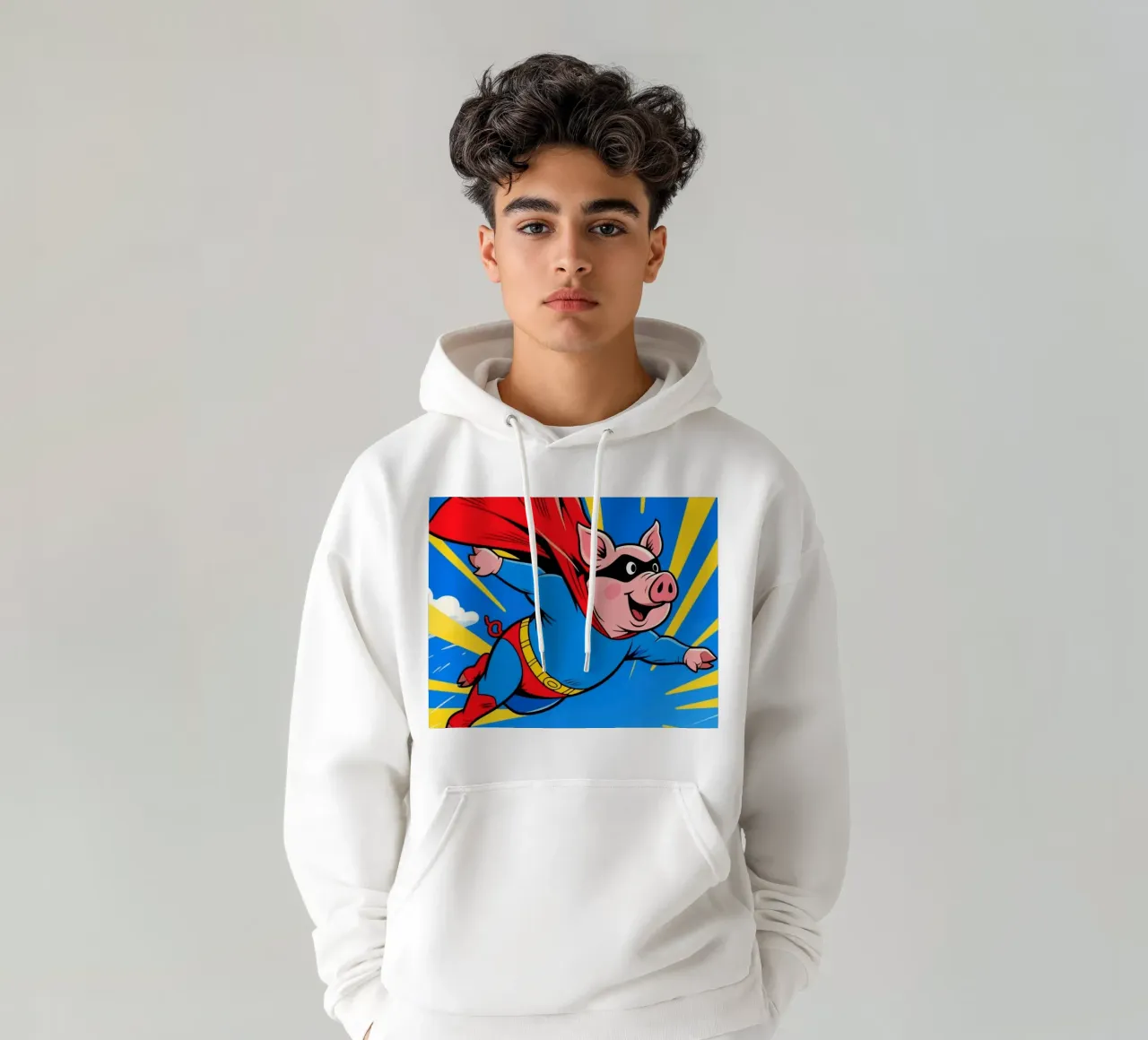Maiale supereroe felpa con cappuccio da knowledge