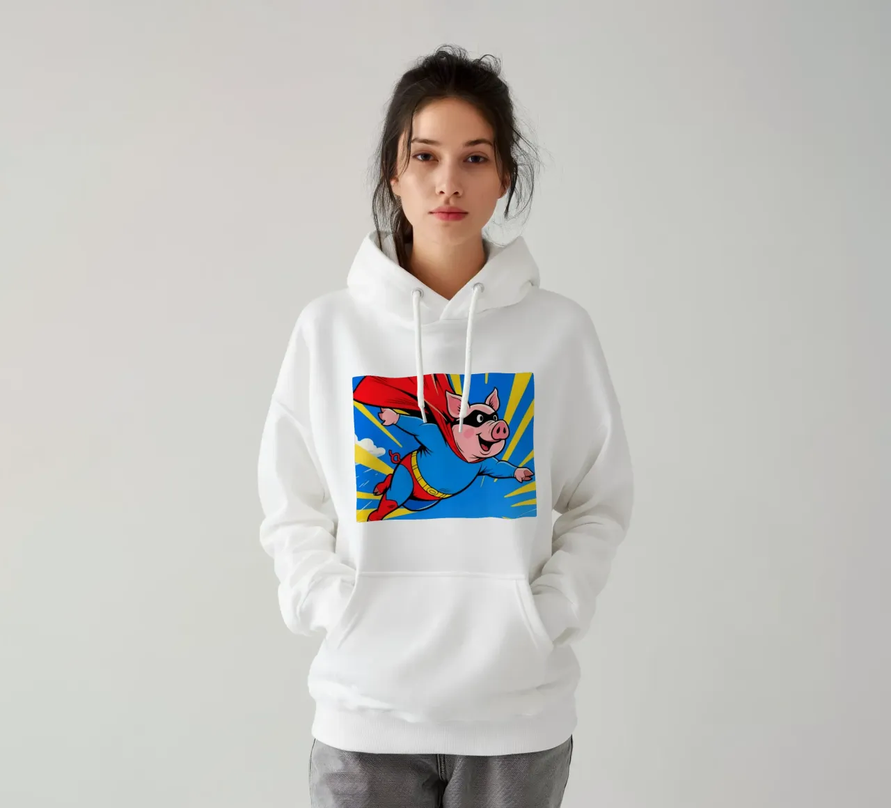 Maiale supereroe felpa con cappuccio da knowledge