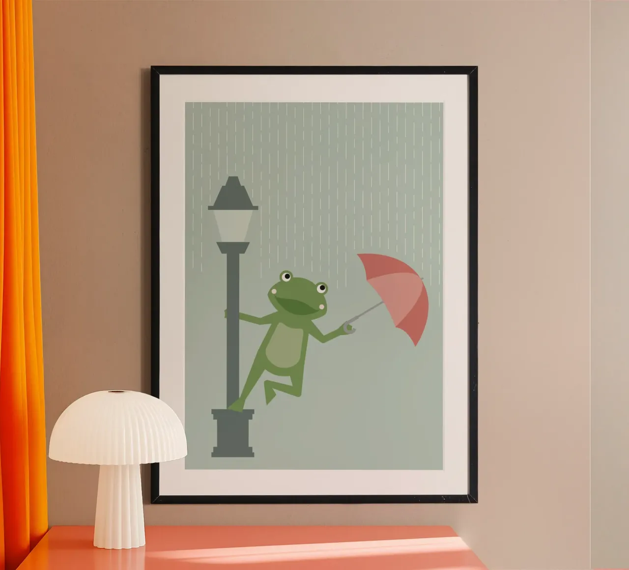 Frosch - Ballando sotto la pioggia poster con telaio in plastica da Carolin Vonhoff