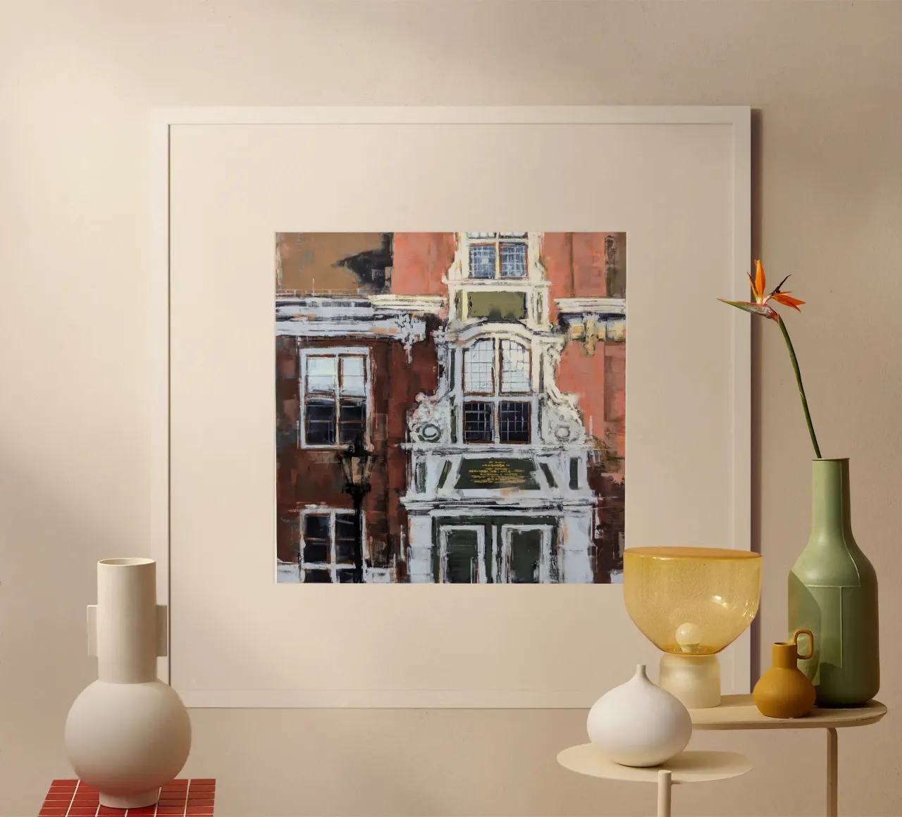Facciata di una casa nel quartiere olandese di Potsdam poster con telaio in plastica da Eduard Warkentin Art