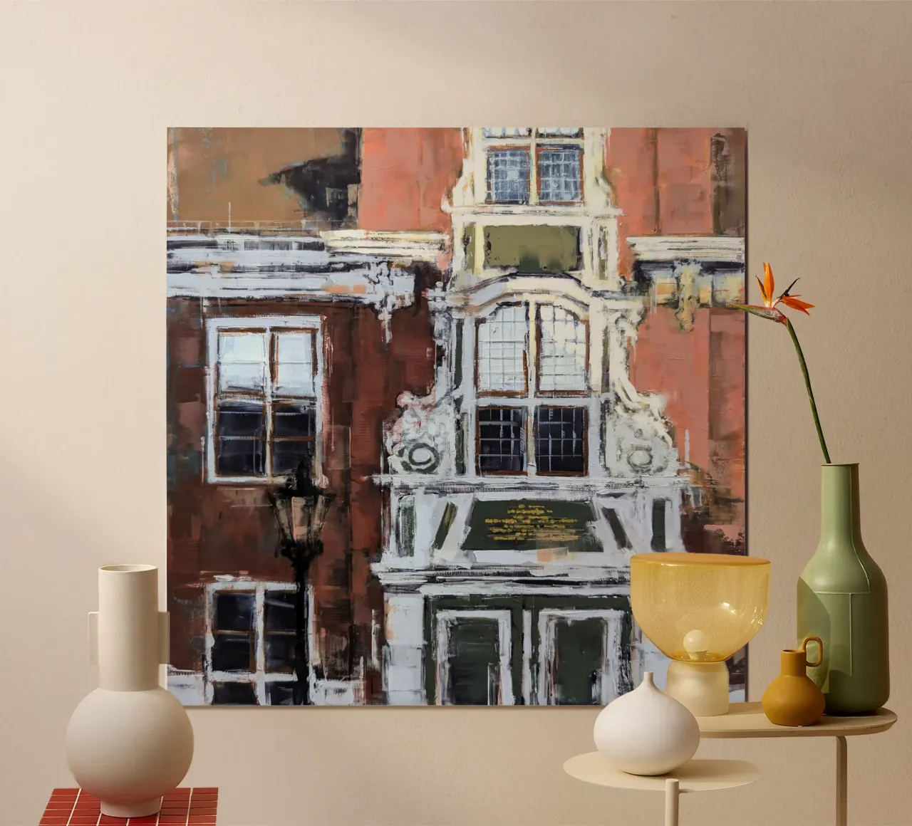 Facciata di una casa nel quartiere olandese di Potsdam poster con telaio in plastica da Eduard Warkentin Art
