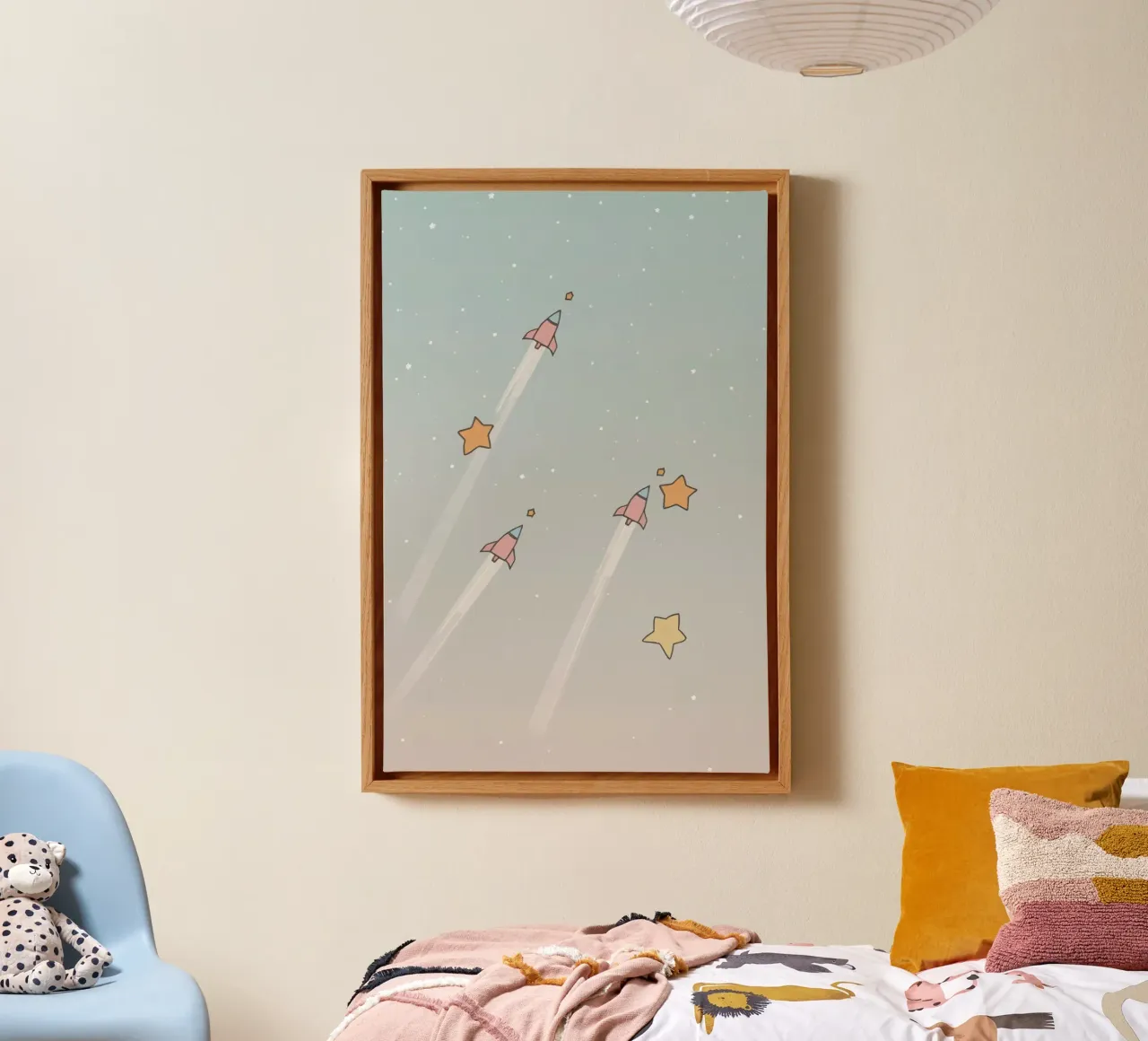 Razzi e stelle nello spazio tela con Cornice a cassetta da DesignDoodle