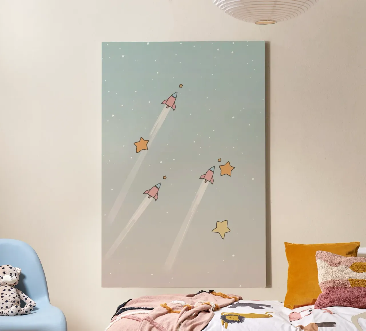Razzi e stelle nello spazio tela con Cornice a cassetta da DesignDoodle