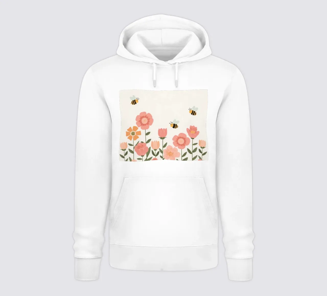 Fiori stilizzati e api carine felpa con cappuccio da DesignDoodle