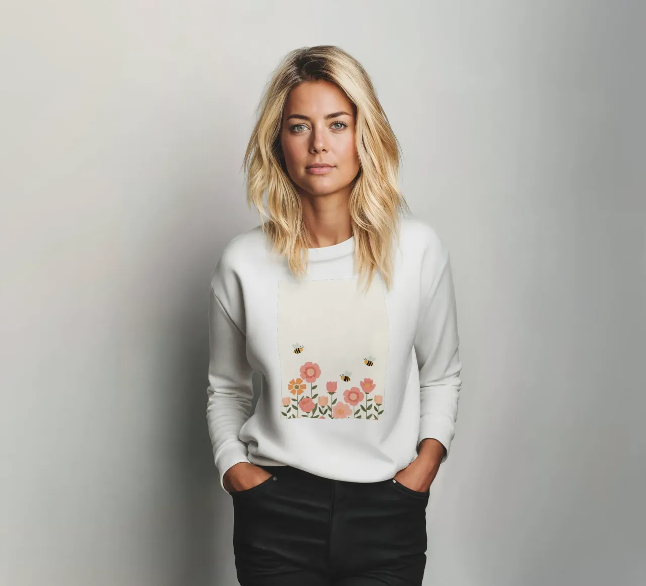 Fiori stilizzati e api carine felpa da DesignDoodle