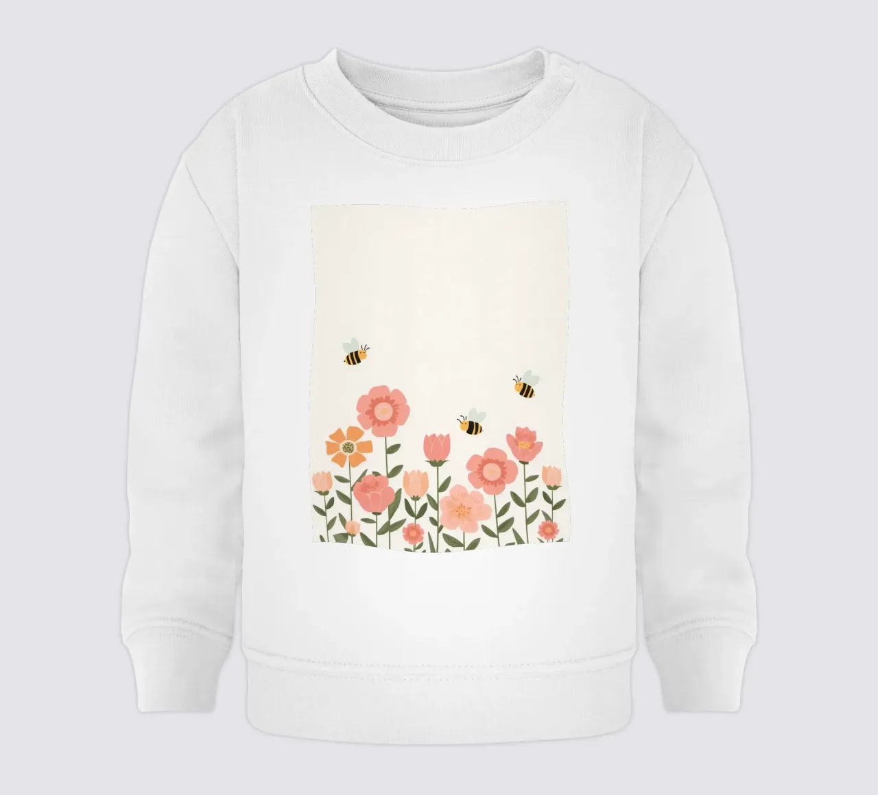 Fiori stilizzati e api carine felpa neonato da DesignDoodle