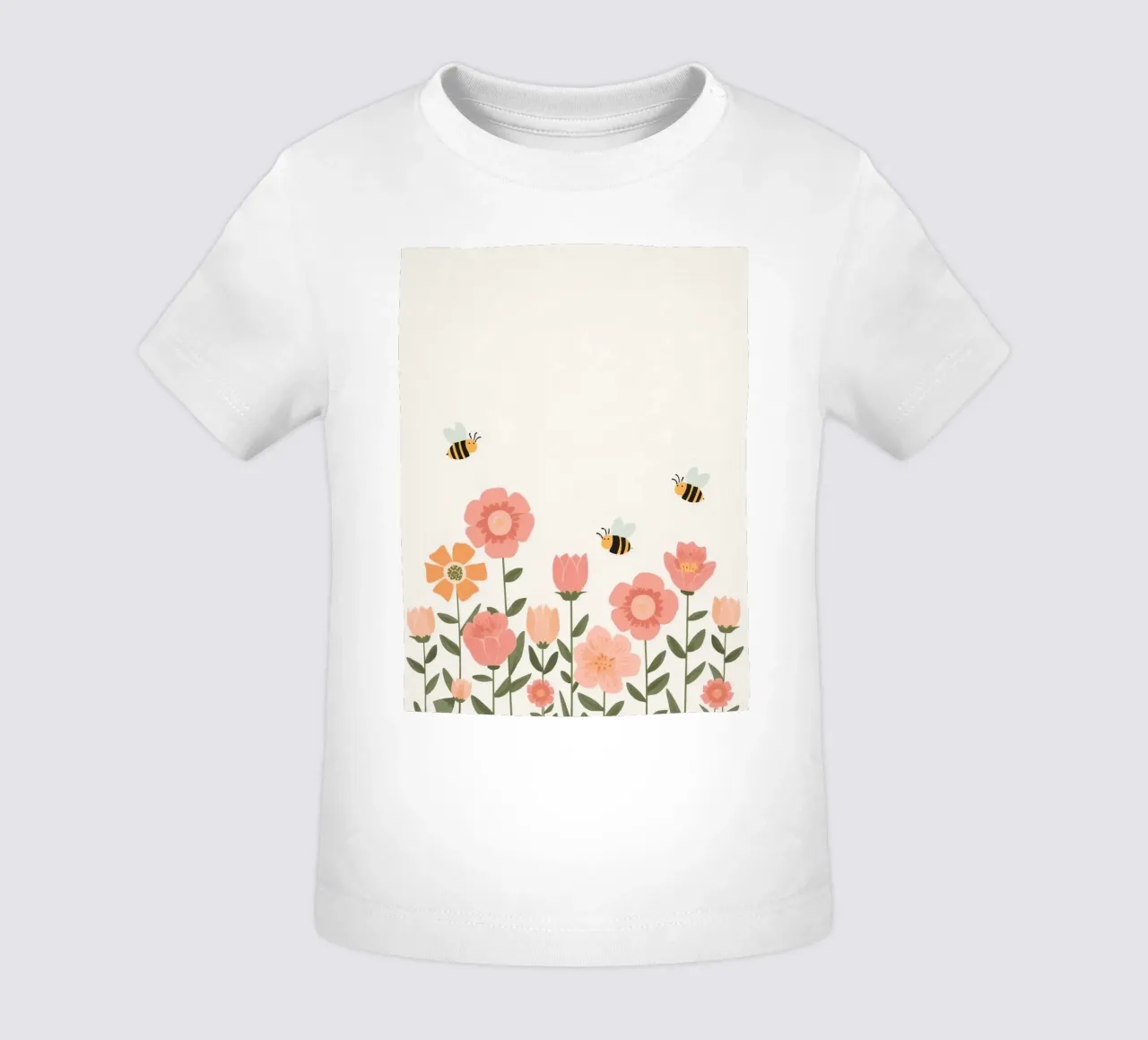 Fiori stilizzati e api carine maglietta neonato da DesignDoodle
