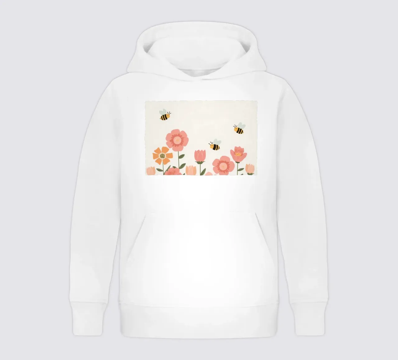 Fiori stilizzati e api carine felpa bambino con cappuccio da DesignDoodle
