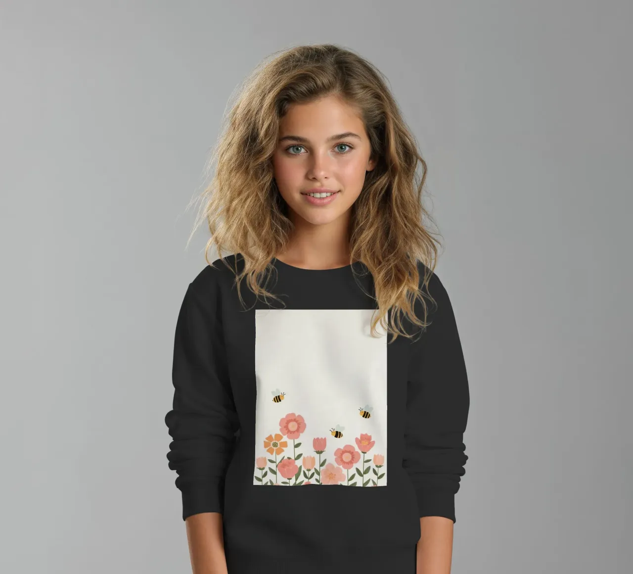 Fiori stilizzati e api carine felpa bambino da DesignDoodle