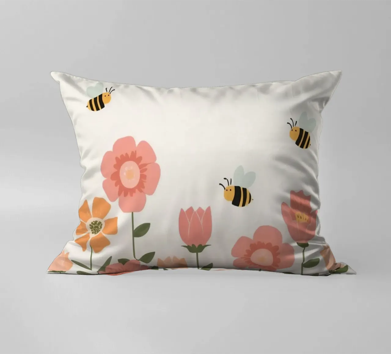 Fiori stilizzati e api carine cuscino da DesignDoodle