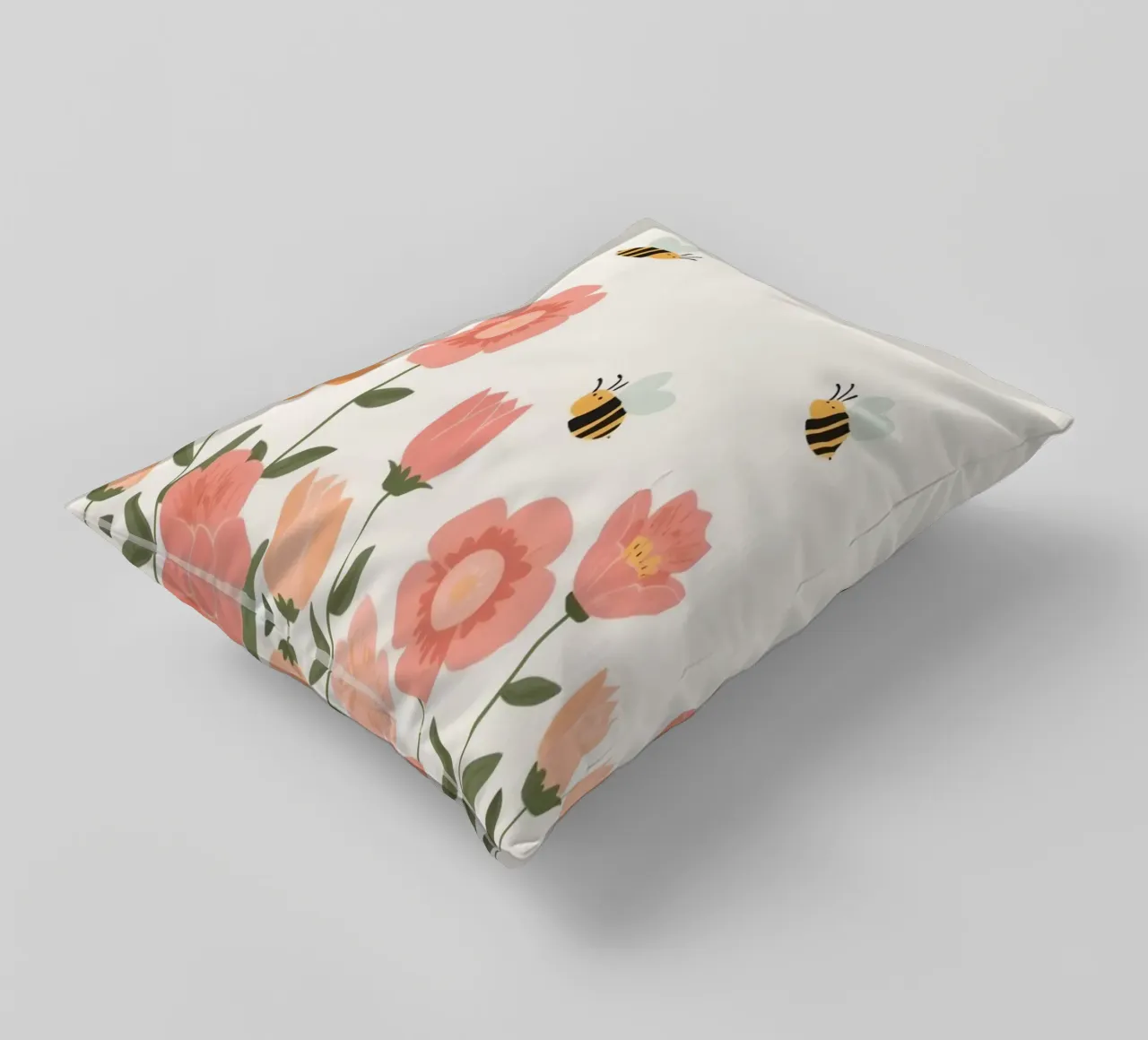 Fiori stilizzati e api carine cuscino da DesignDoodle