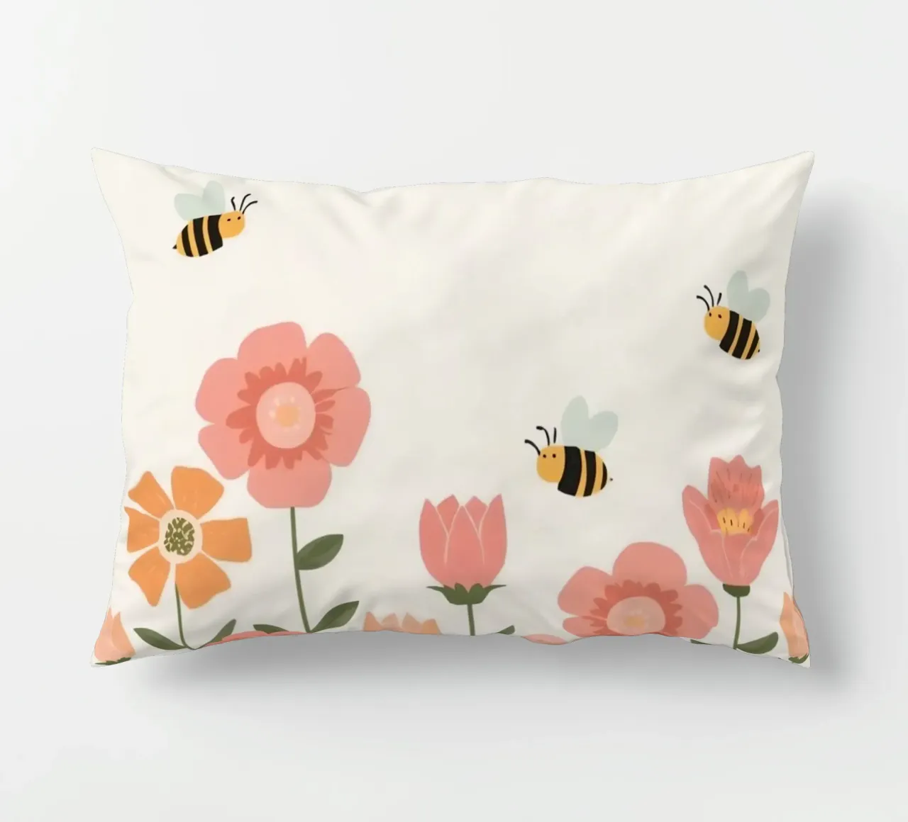 Fiori stilizzati e api carine cuscino da DesignDoodle
