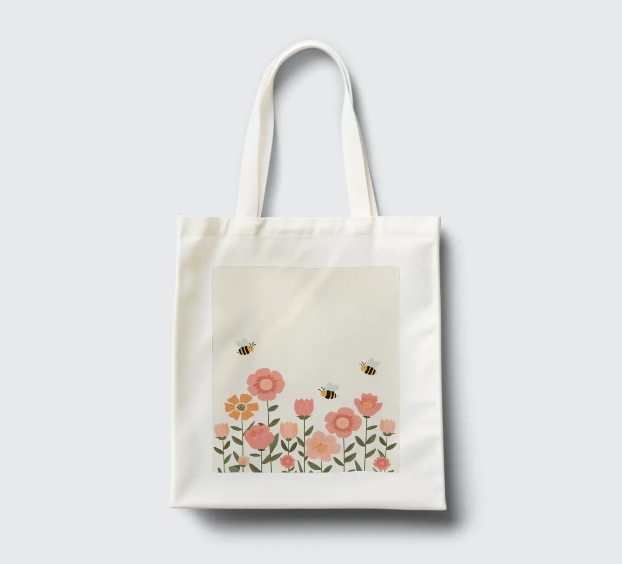 Fiori stilizzati e api carine borsa in juta da DesignDoodle