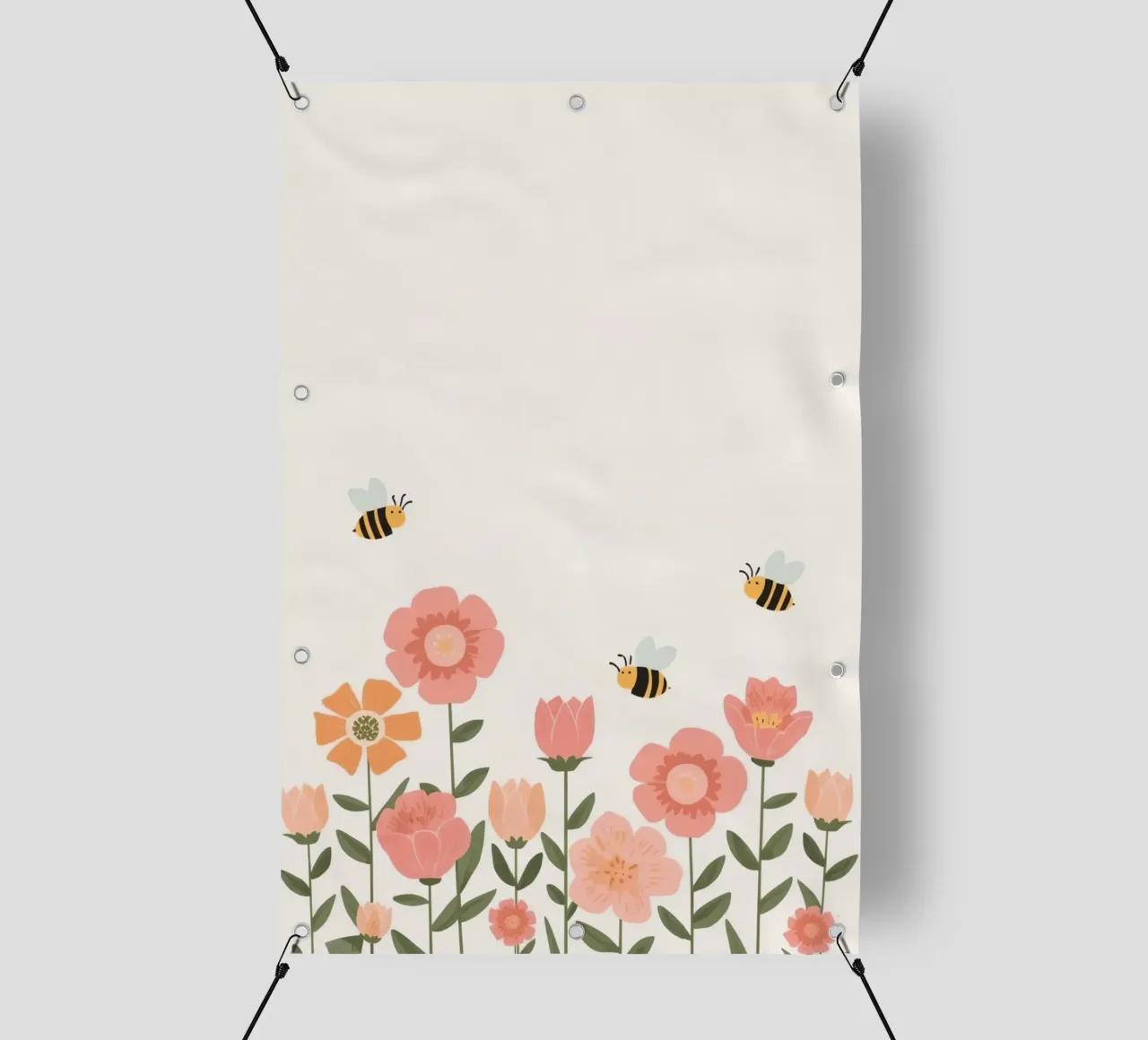 Fiori stilizzati e api carine telo in pvc da DesignDoodle
