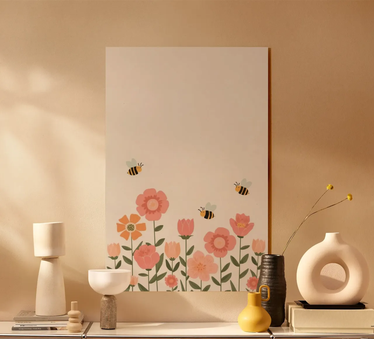 Fiori stilizzati e api carine plexiglass da DesignDoodle