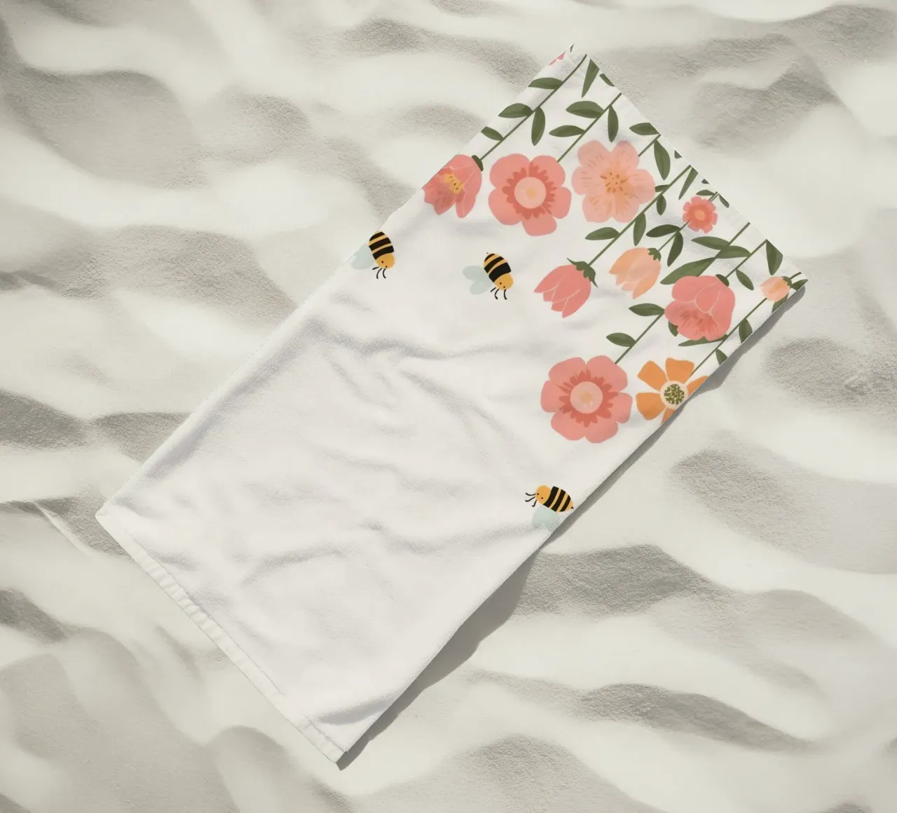 Fiori stilizzati e api carine telo mare da DesignDoodle