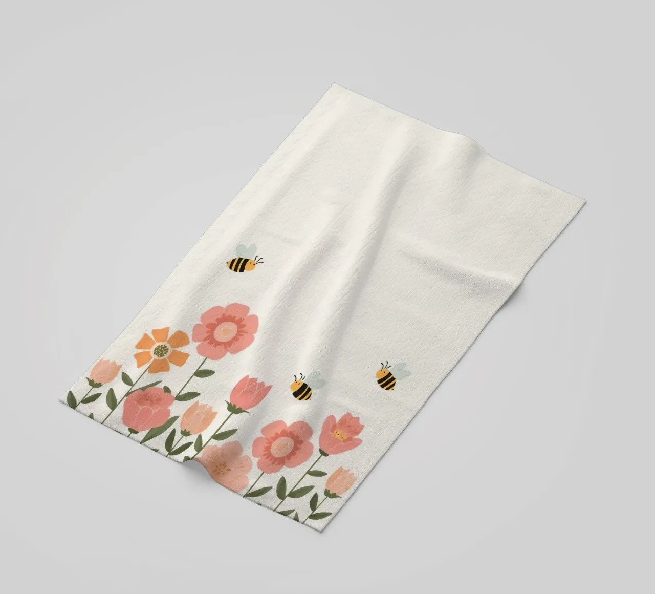 Fiori stilizzati e api carine telo mare da DesignDoodle