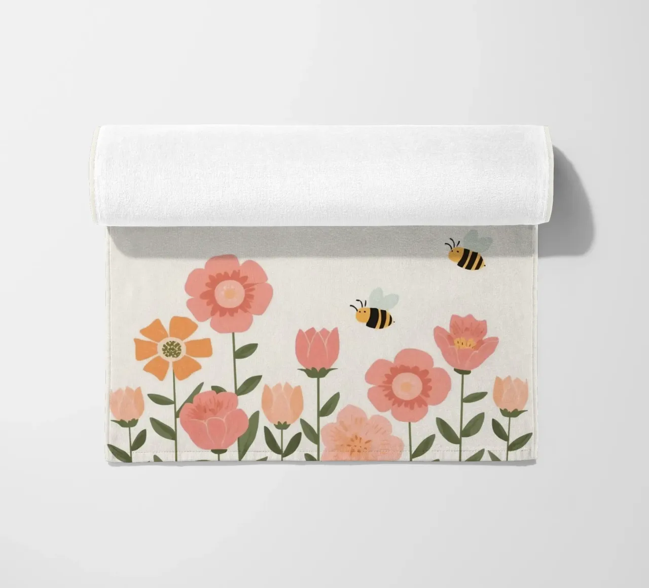 Fiori stilizzati e api carine telo mare da DesignDoodle