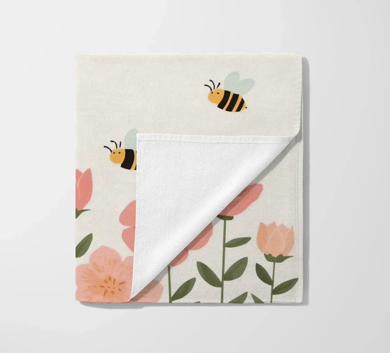 Fiori stilizzati e api carine telo mare da DesignDoodle