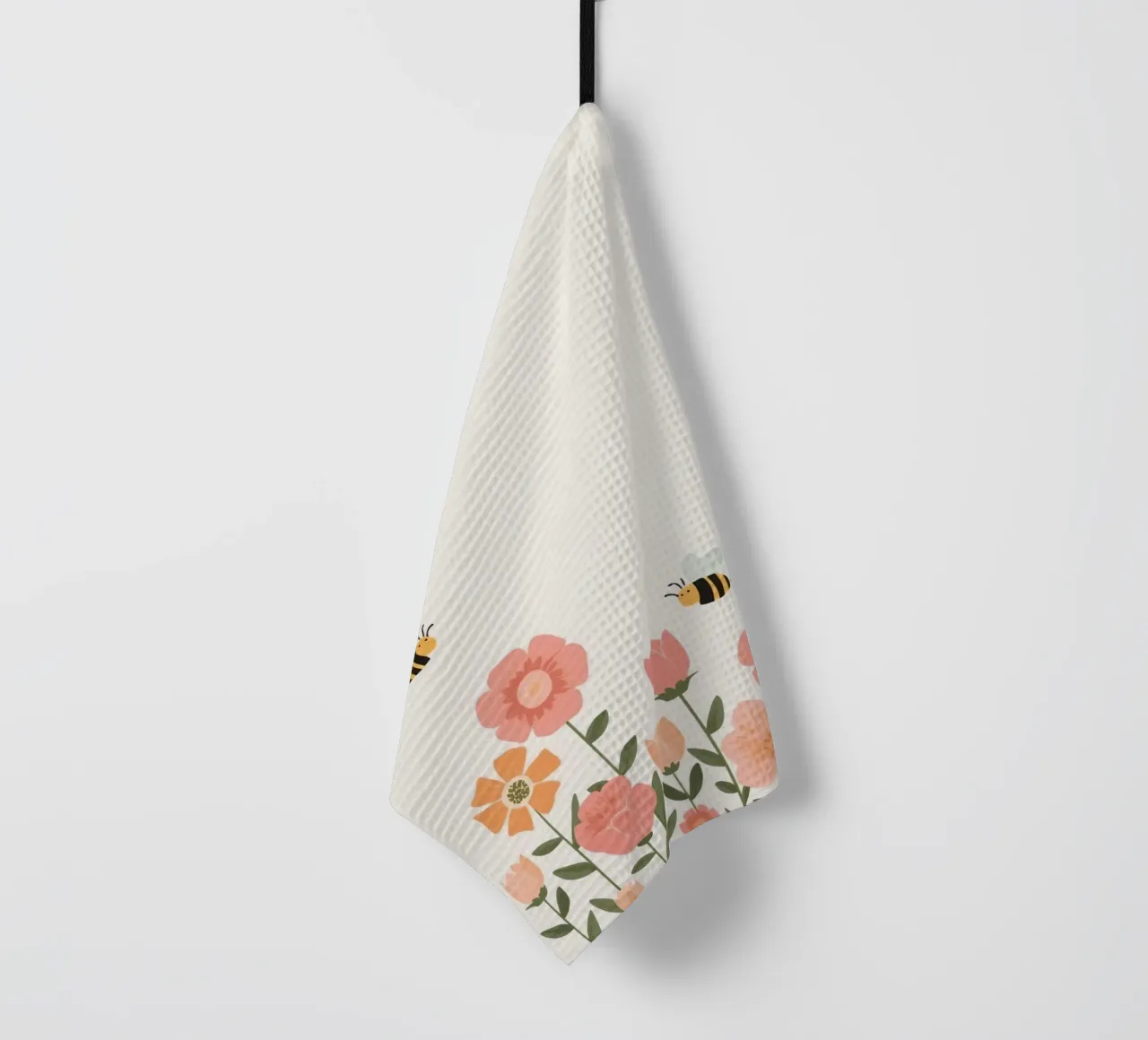 Fiori stilizzati e api carine canovaccio da cucina da DesignDoodle