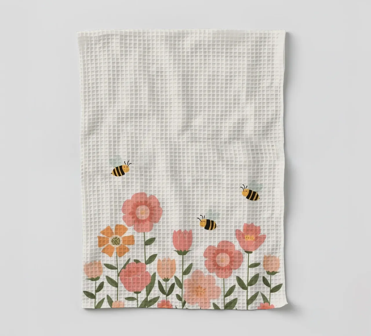 Fiori stilizzati e api carine canovaccio da cucina da DesignDoodle