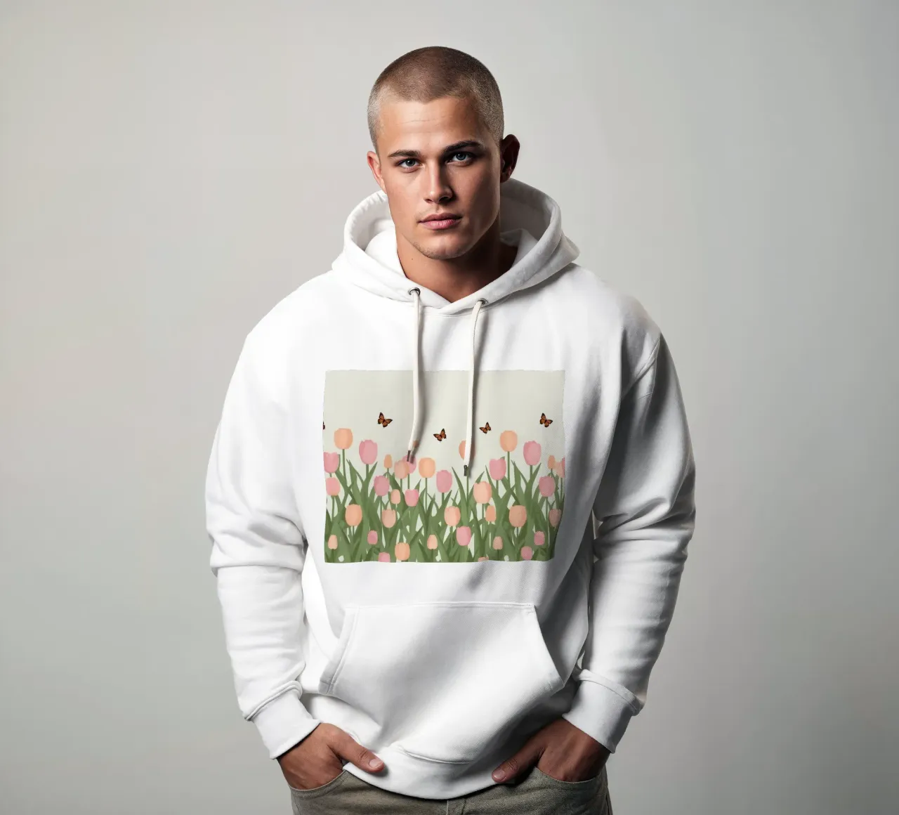 Tulipani e farfalle in pace felpa con cappuccio da DesignDoodle