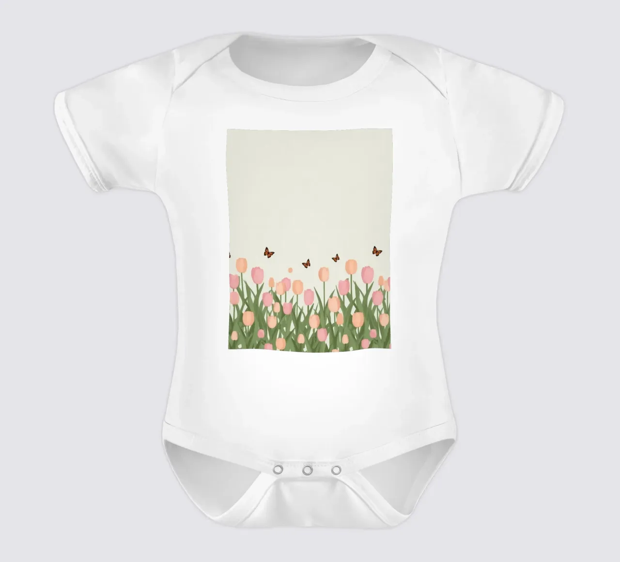 Tulipani e farfalle in pace body neonato maniche corte da DesignDoodle