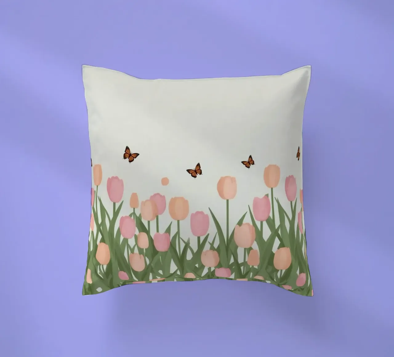 Tulipani e farfalle in pace cuscino da DesignDoodle