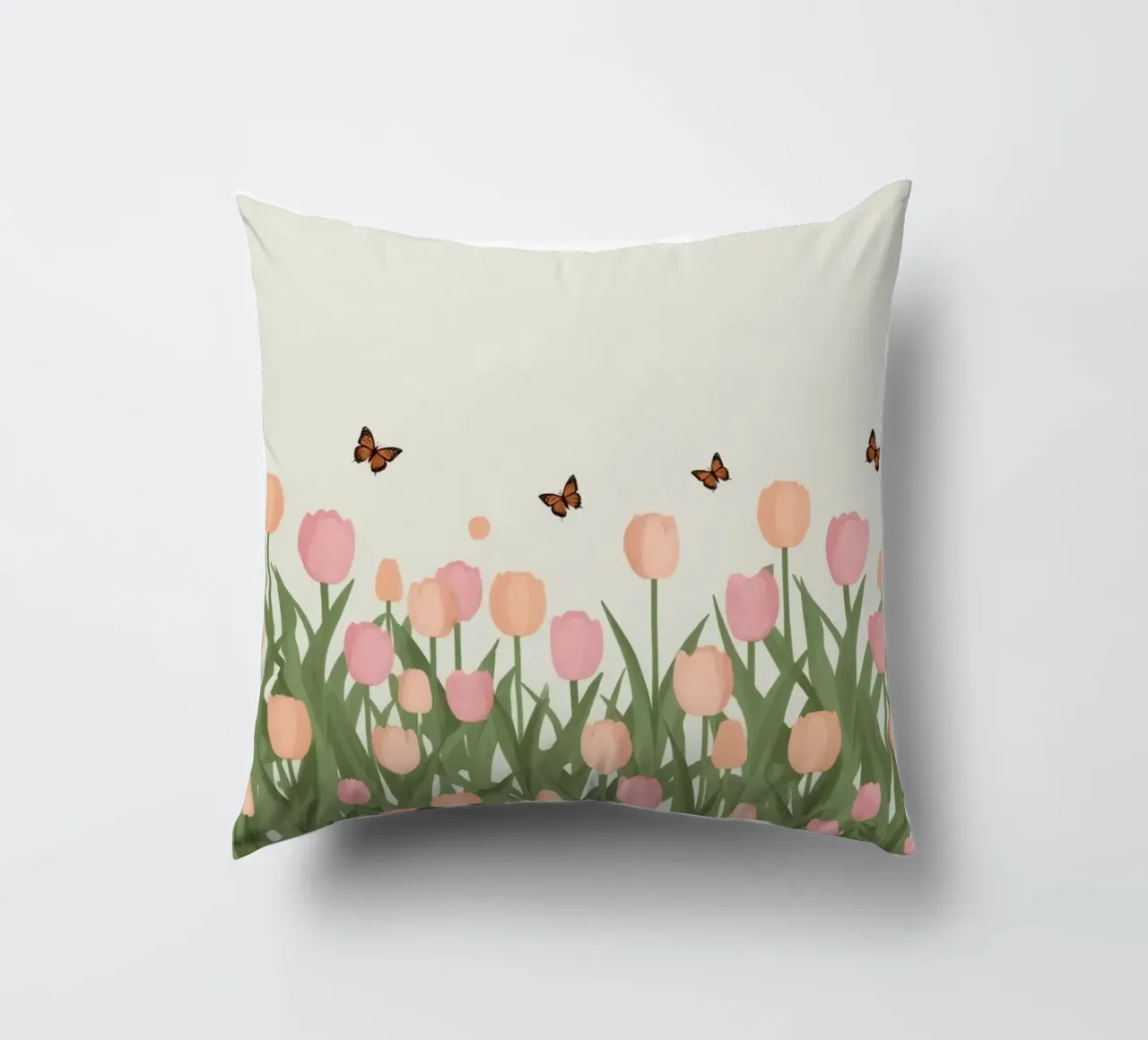 Tulipani e farfalle in pace cuscino da DesignDoodle