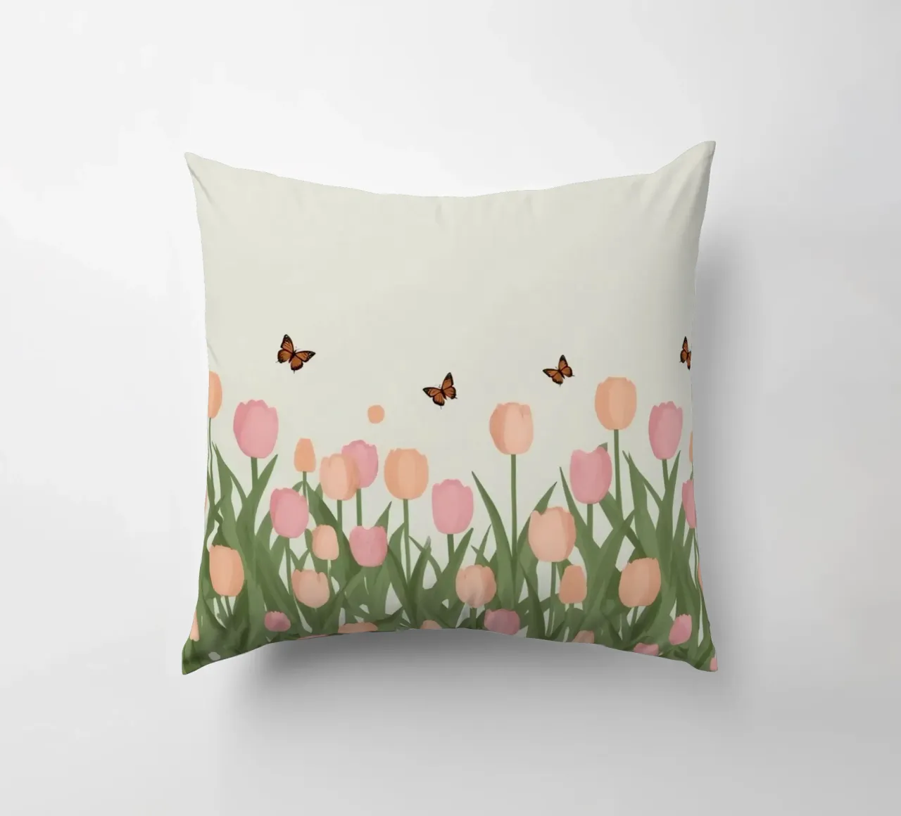 Tulipani e farfalle in pace cuscino da DesignDoodle