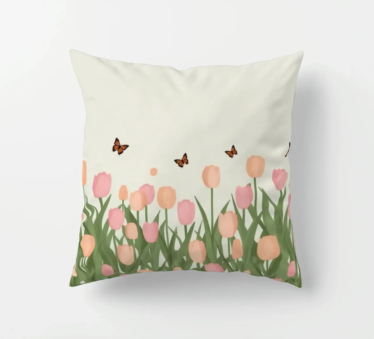 Tulipani e farfalle in pace cuscino da DesignDoodle