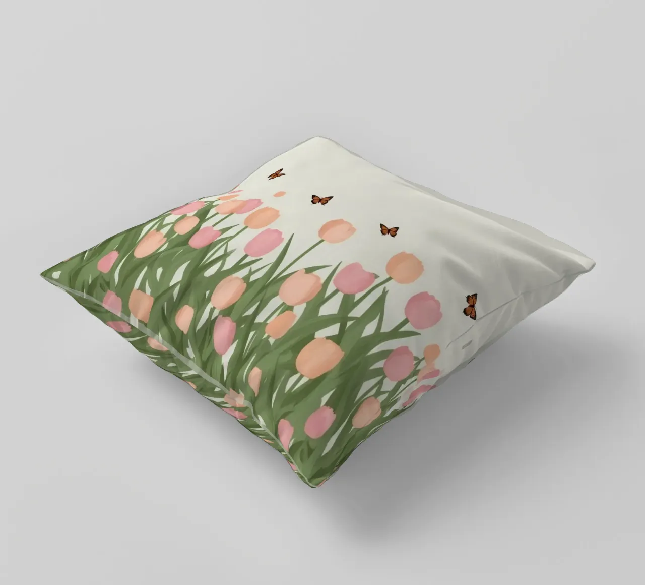 Tulipani e farfalle in pace cuscino da DesignDoodle