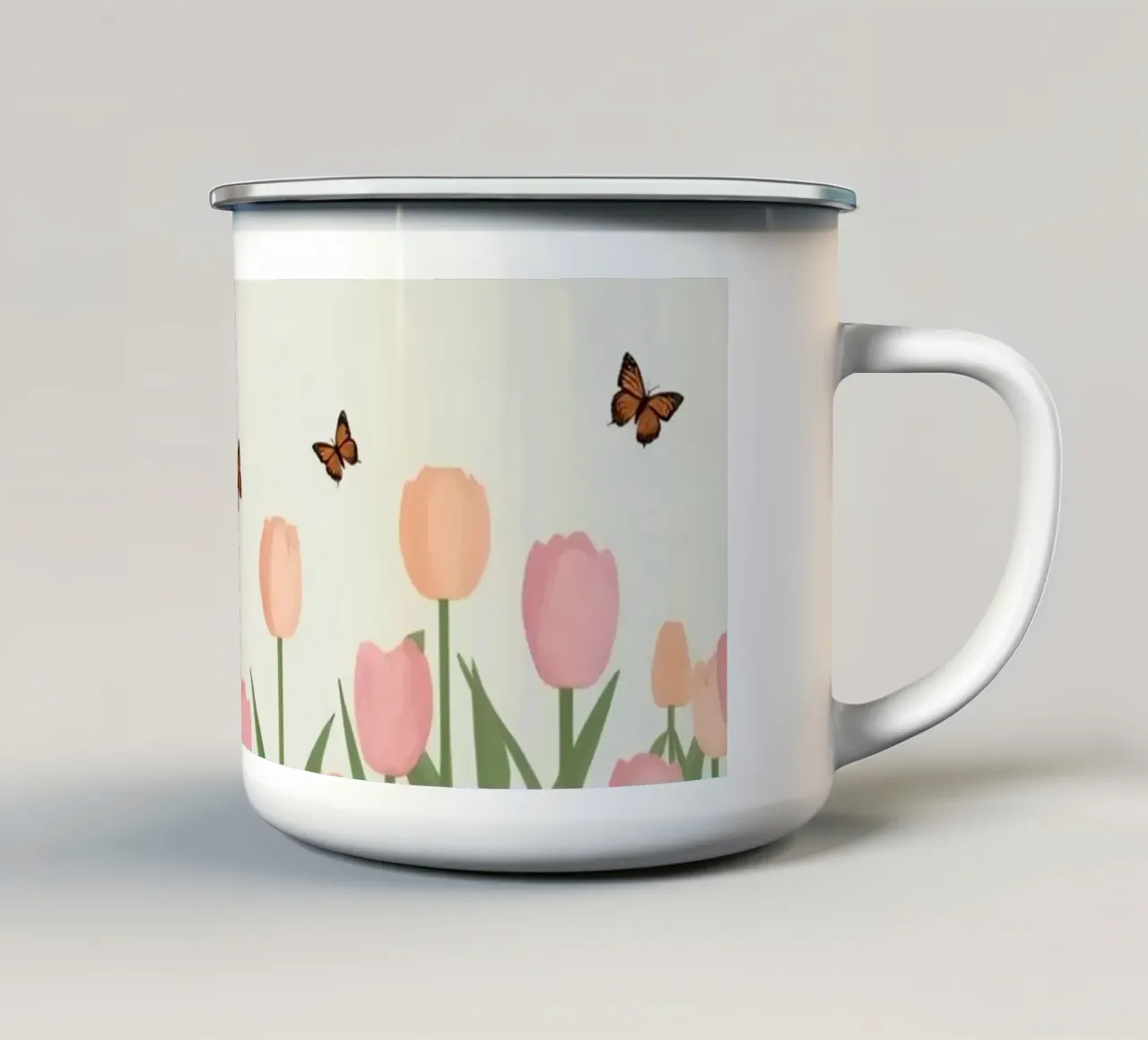Tulipani e farfalle in pace tazza in smalto da DesignDoodle