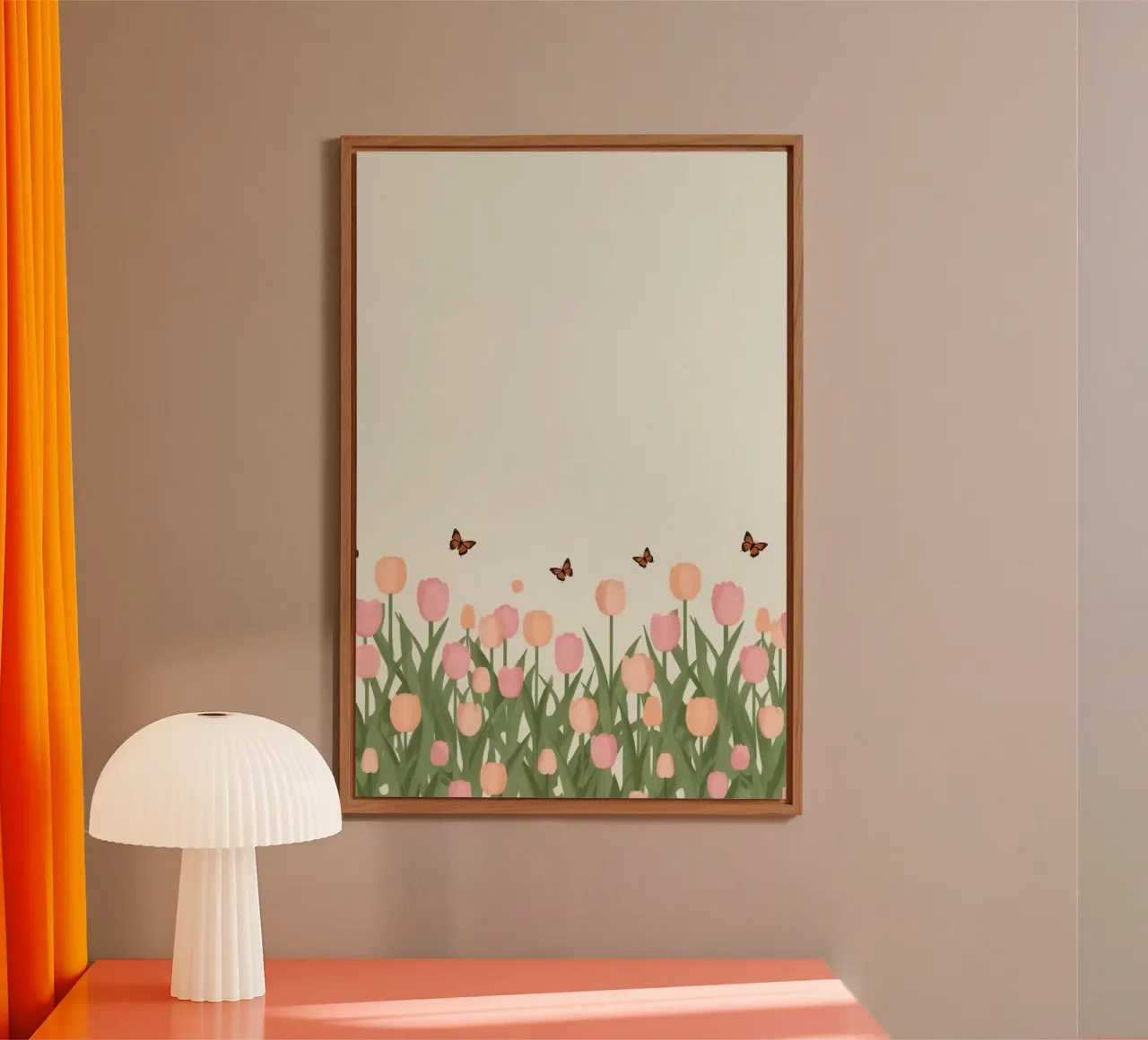 Tulipani e farfalle in pace alluminio dibond da DesignDoodle