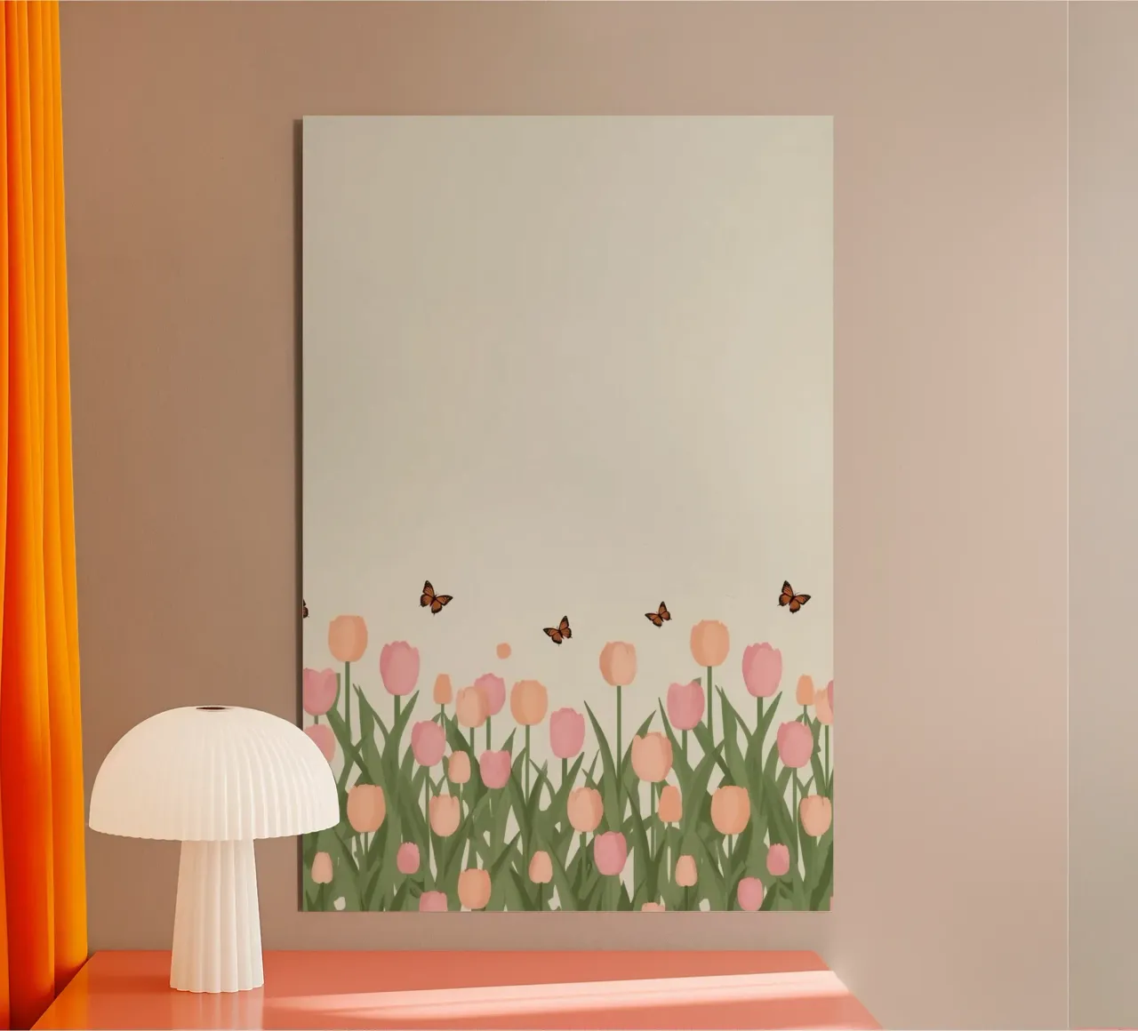 Tulipani e farfalle in pace alluminio dibond da DesignDoodle