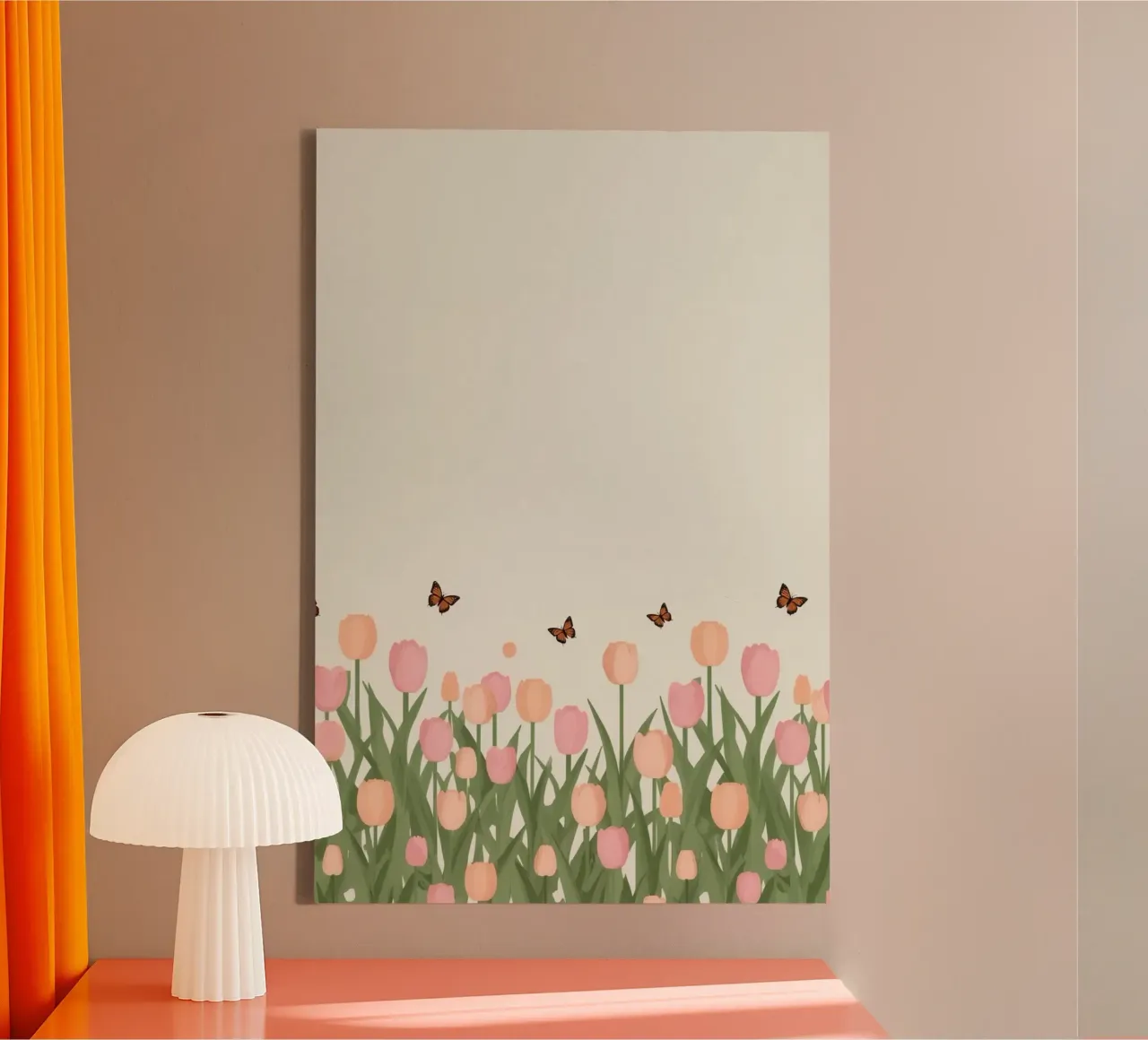 Tulipani e farfalle in pace tela con Cornice a cassetta da DesignDoodle