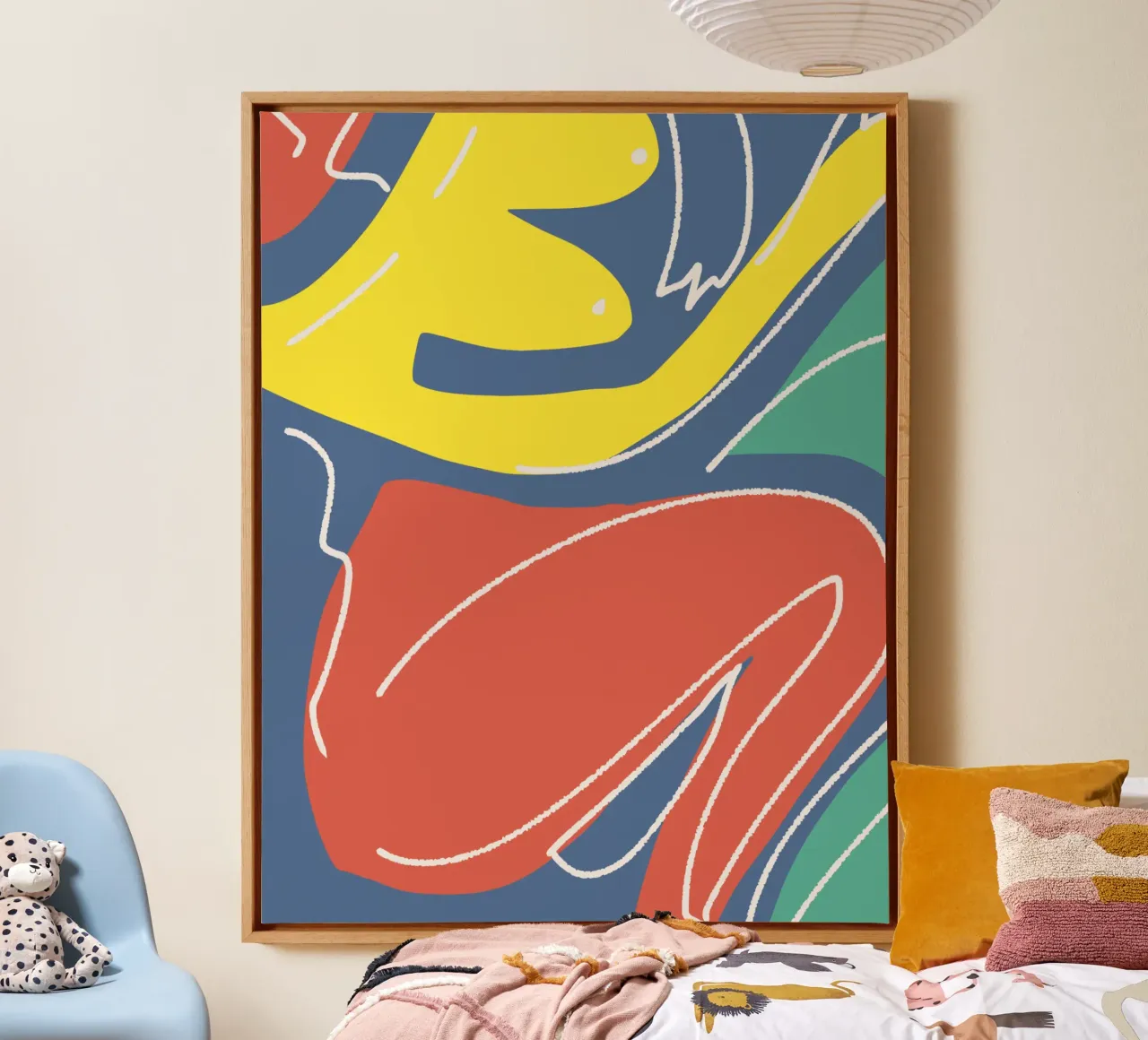 Tri color figurative tela con Cornice a cassetta da Little Dean