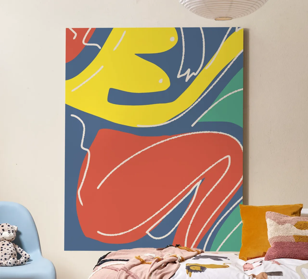 Tri color figurative tela con Cornice a cassetta da Little Dean