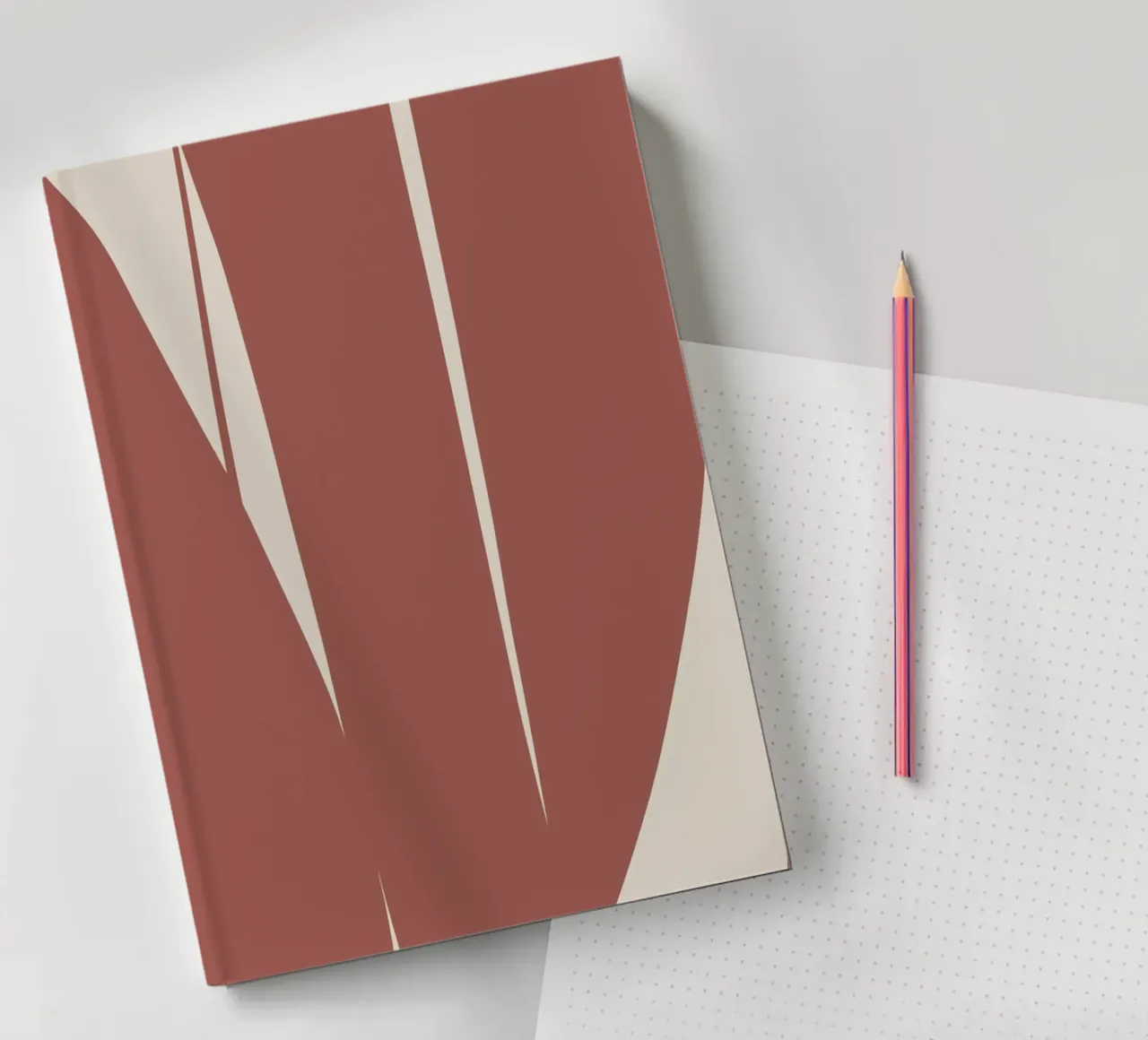 Terracotta large abstract notebook by Little Dean