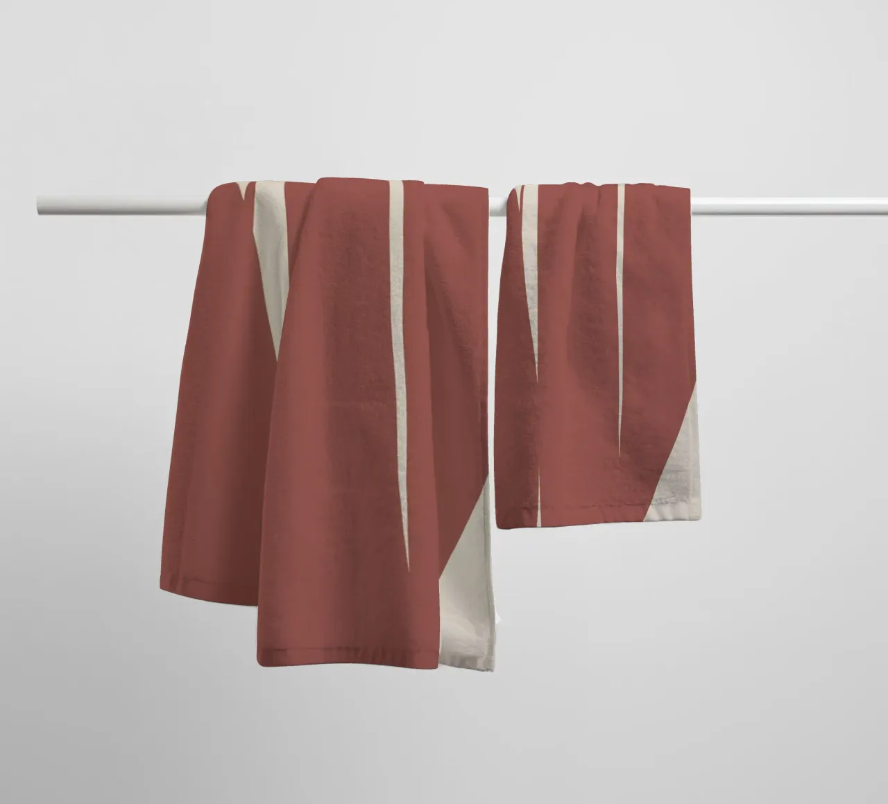 Terracotta large abstract towel by Little Dean
