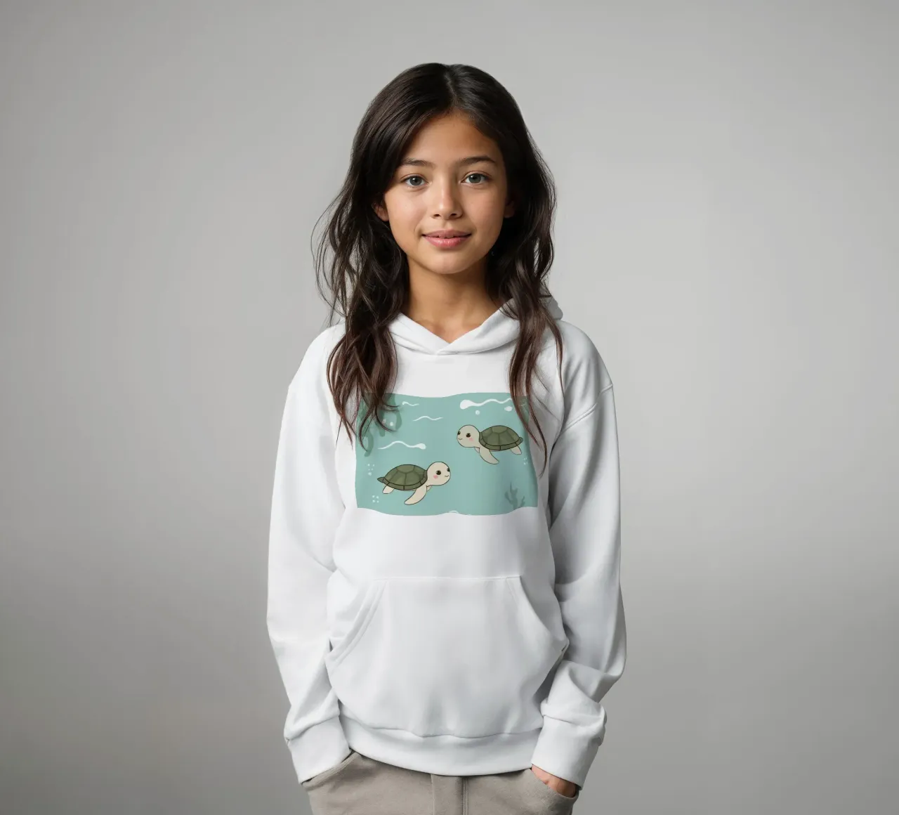 Tartarughe carine in ambiente subacqueo felpa bambino con cappuccio da DesignDoodle