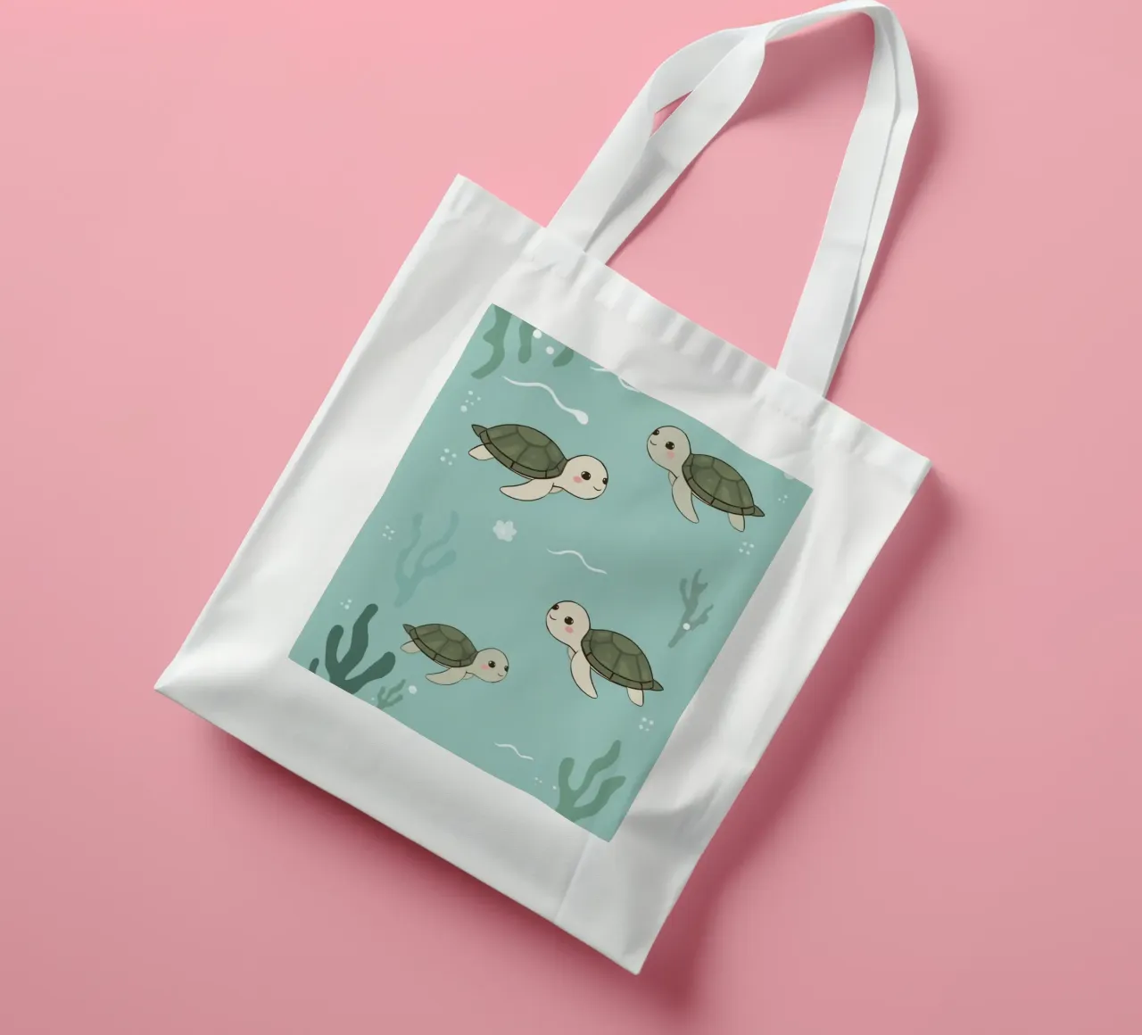 Tartarughe carine in ambiente subacqueo borsa in juta da DesignDoodle
