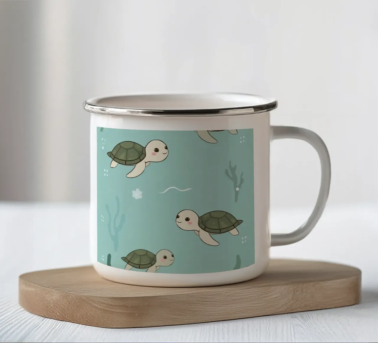 Tartarughe carine in ambiente subacqueo tazza in smalto da DesignDoodle