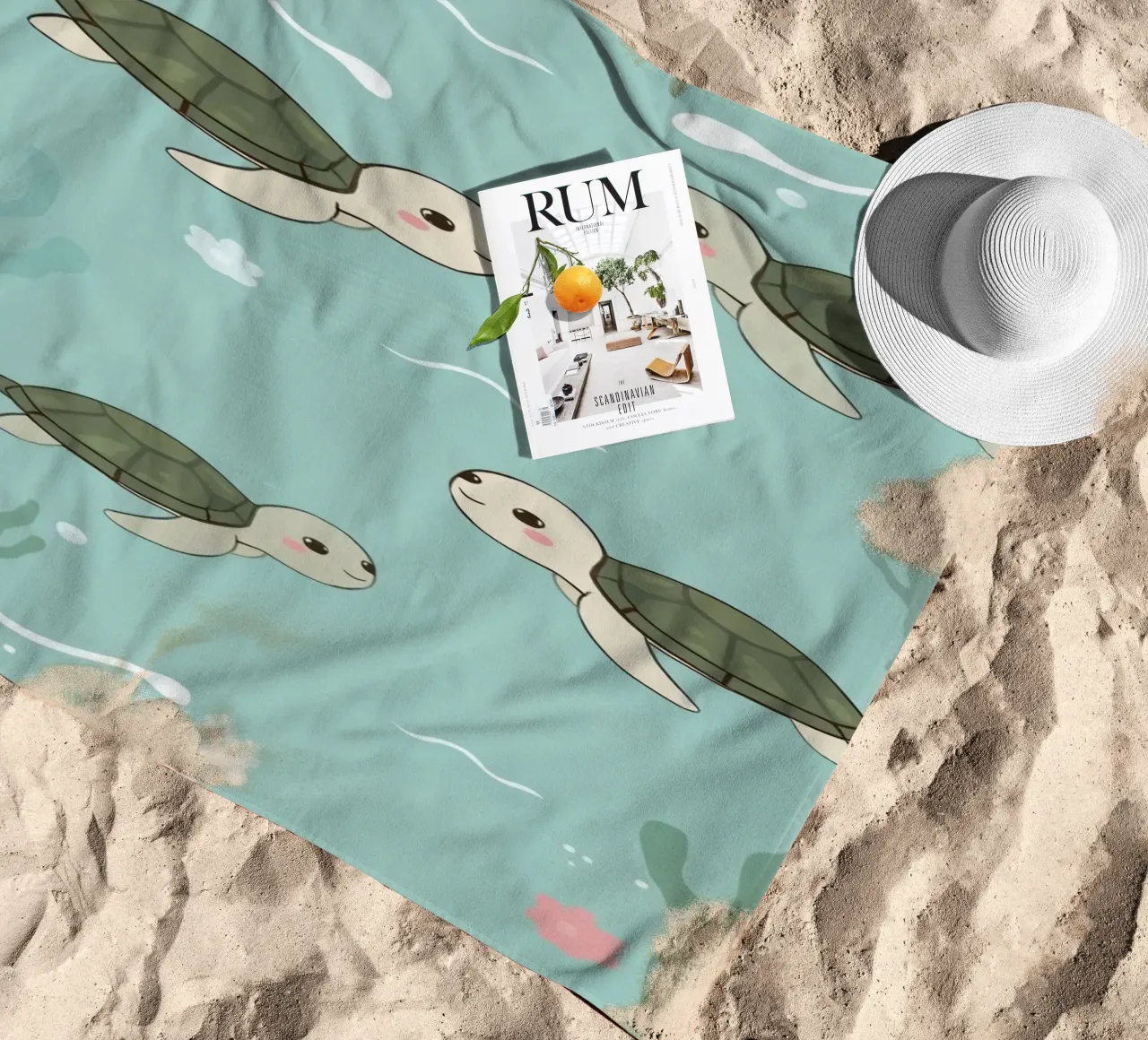 Tartarughe carine in ambiente subacqueo telo mare da DesignDoodle