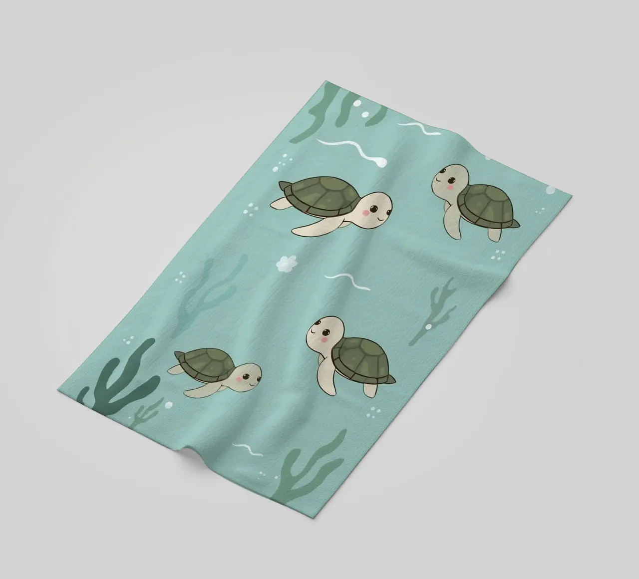 Tartarughe carine in ambiente subacqueo telo mare da DesignDoodle