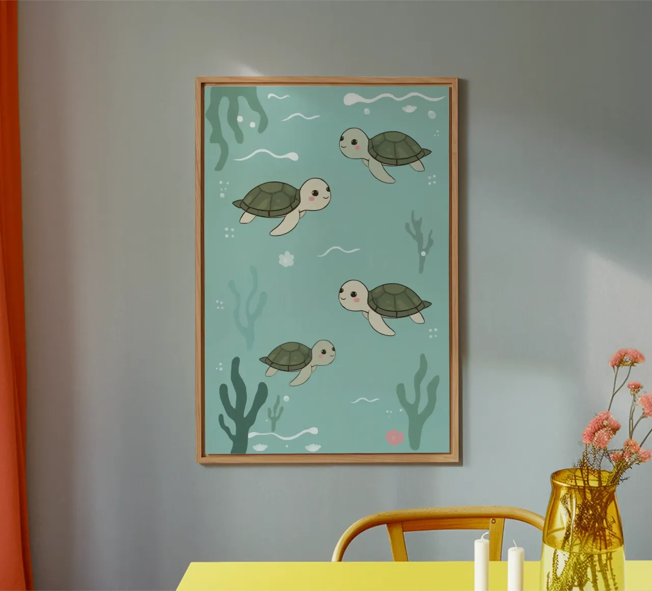 Tartarughe carine in ambiente subacqueo alluminio dibond da DesignDoodle