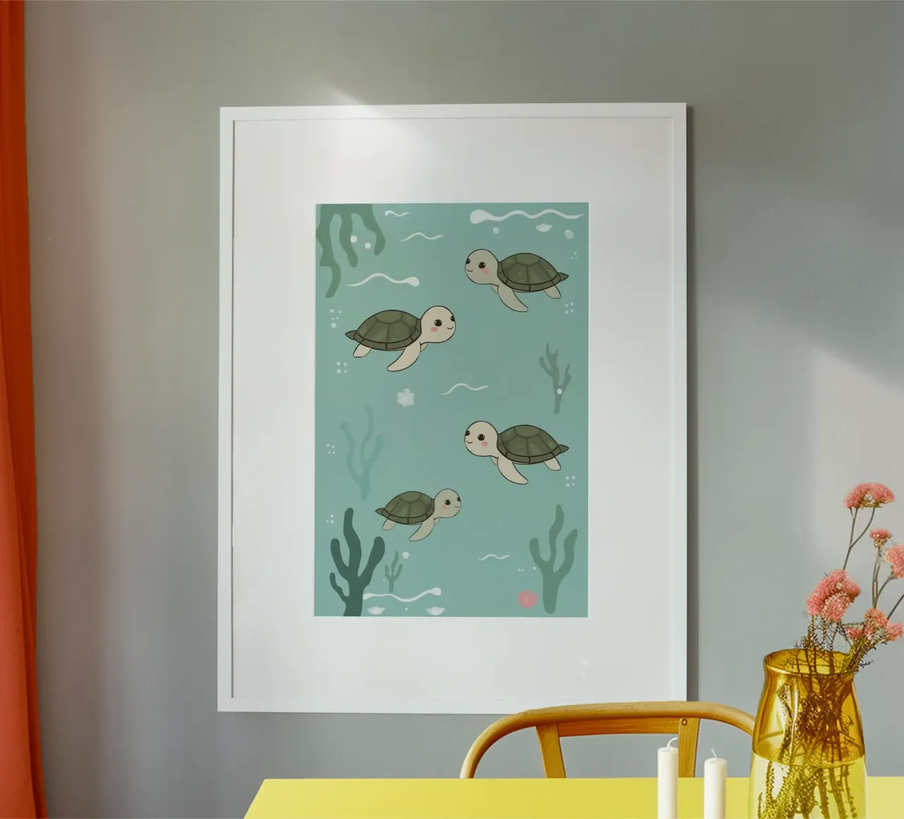 Tartarughe carine in ambiente subacqueo poster da DesignDoodle
