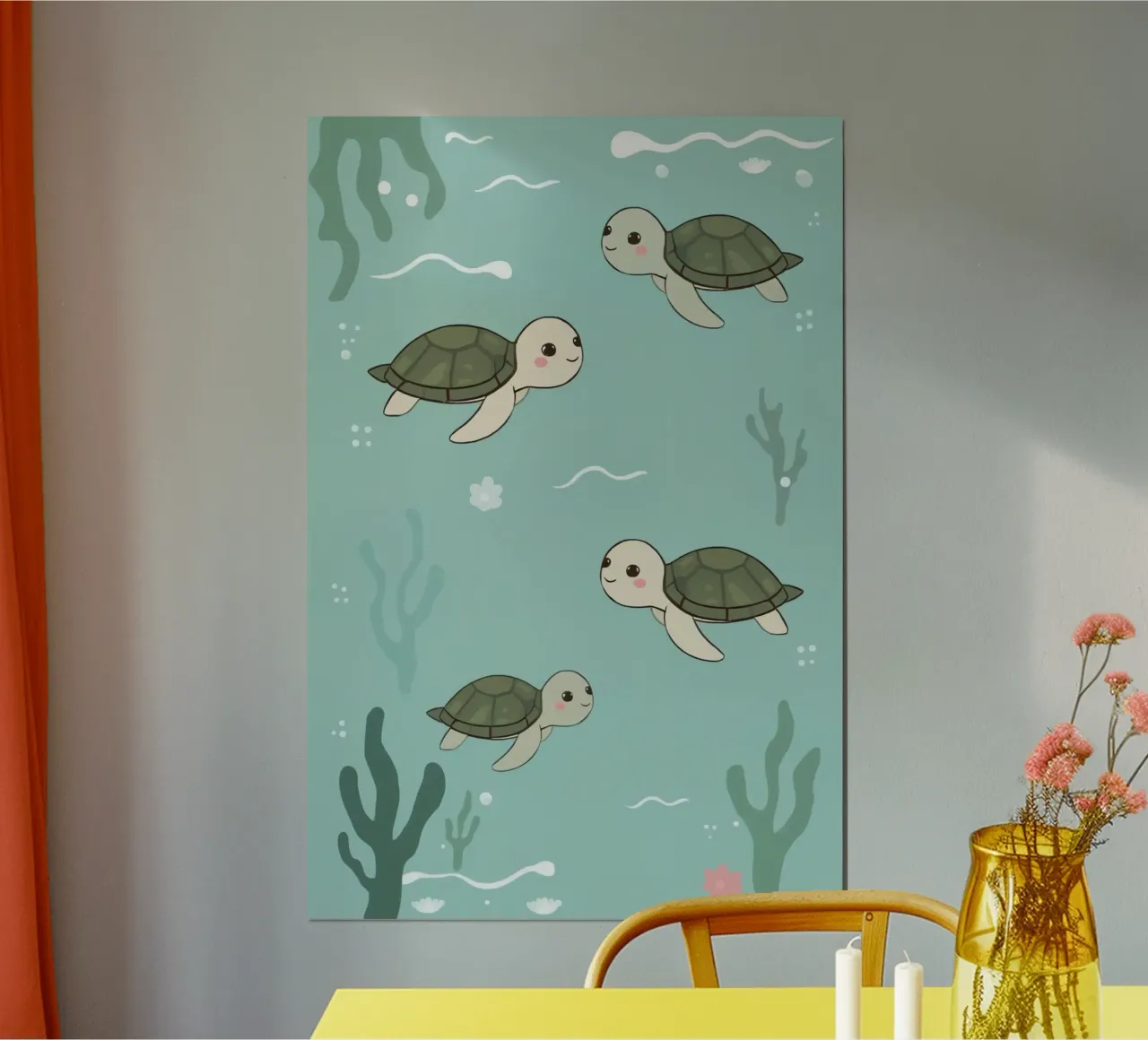 Tartarughe carine in ambiente subacqueo poster da DesignDoodle
